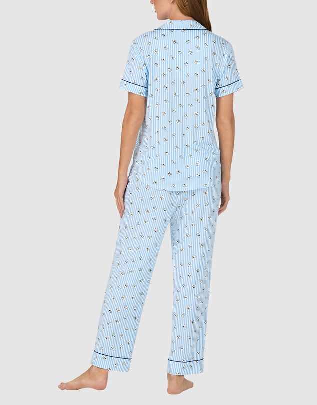 Kate Spade - Printed Modal Button Up Short Sleeve Long Pyjama Set