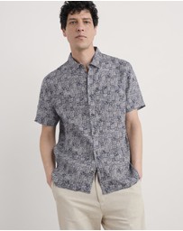 Seasalt - Seasalt Cornwall Navy Blue Heron Short Sleeve Shirt