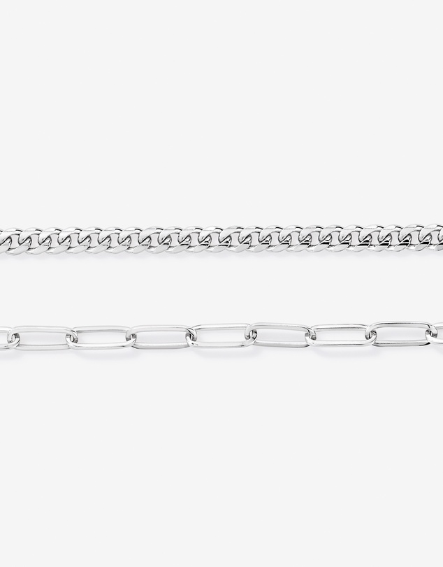 Michael Hill - Paperclip and Curb Link Chain Necklace in Sterling Silver