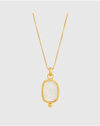 Najo - Fleur Yellow Gold Rainbow Moonstone Necklace (45cm+ext)