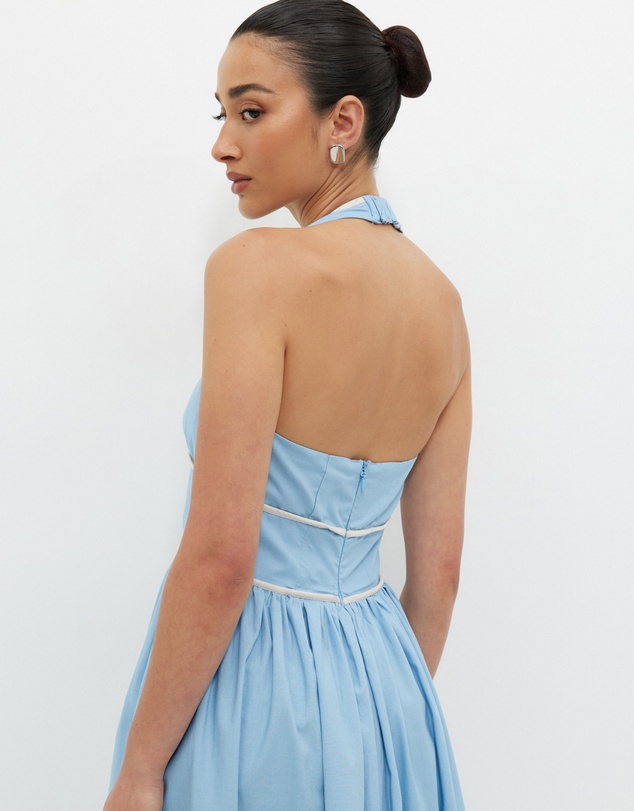 Calli - Contrast Bind Halter Midi Dress