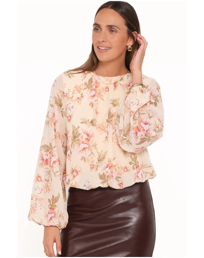 Petal & Pup - Dallas Long Sleeve Top - Cream Floral