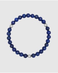 Nialaya Jewellery - 6mm Lapis Lazuli Bracelet with Silver Balls