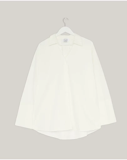 Revibe - Repaired Minima Esenciales Raine Cotton Shirt With Wide Cuffs - AU 8