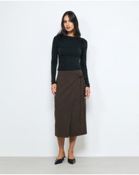 AERE - Anders Suede Look Midi Wrap Skirt