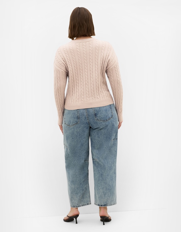 City Chic - Plus size Kenia Crew Neck Knit Jumper - light taupe