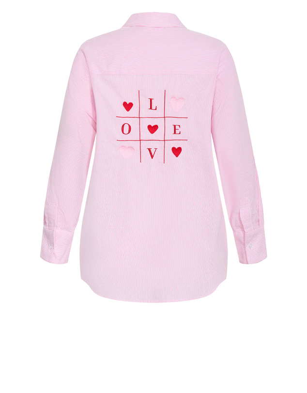 City Chic - Plus size My Heart Stripe Cotton Shirt - pink