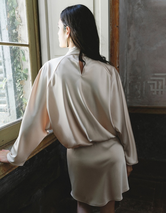 M.N.G - Satin High-Neck Dress