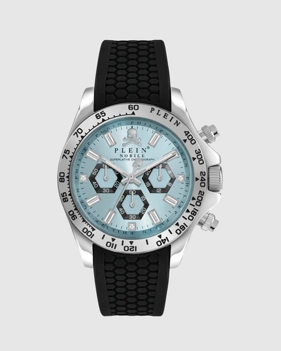 Philipp Plein - Philipp Plein Nobile Chrono 43mm Blue Dial Black Silicone Strap Watch