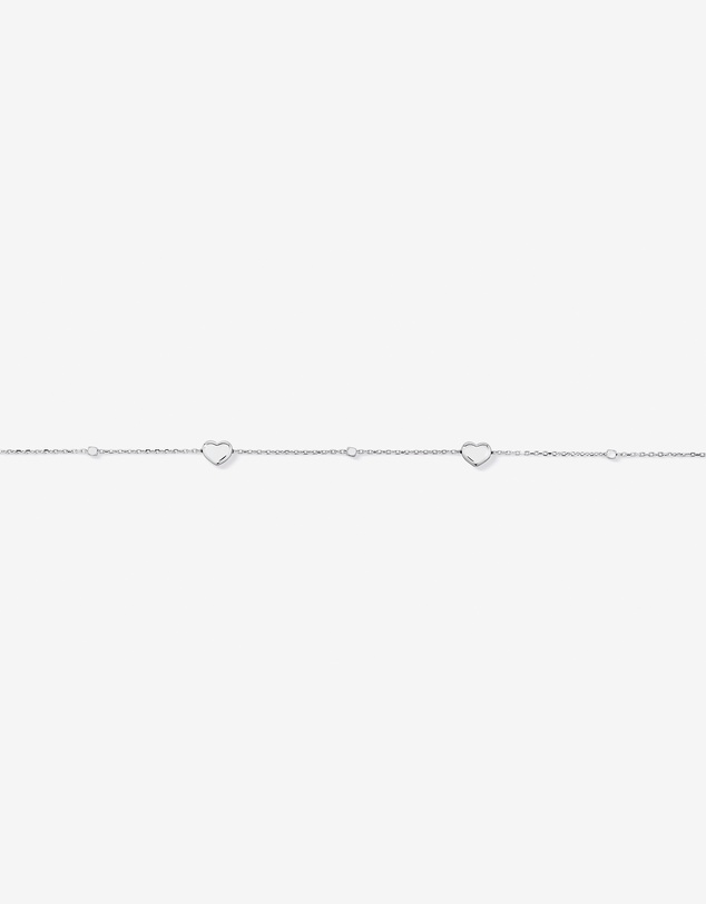 Michael Hill - 50cm Heart & Bead Station Necklace in Sterling Silver