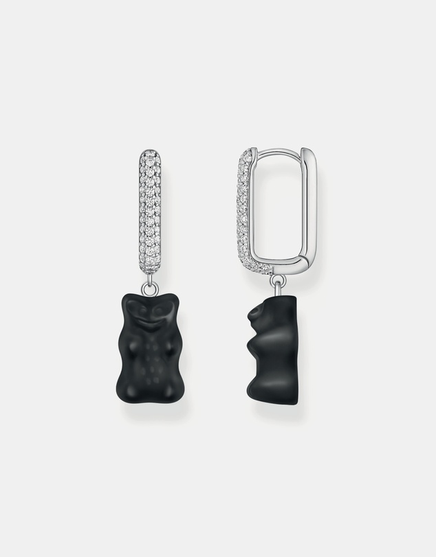 THOMAS SABO - Single hoop earring medium sized with black goldbear