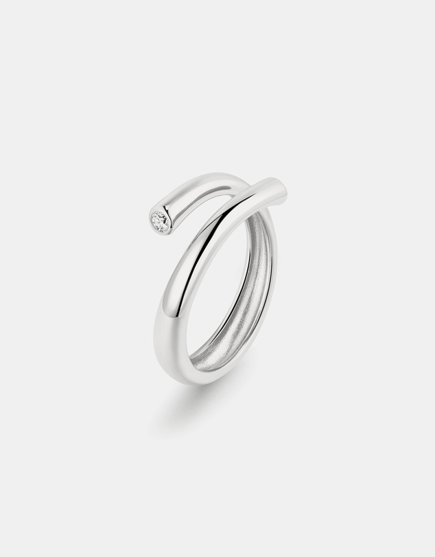 Ania Haie - Silver Spiral Bezel-End Adjustable Ring