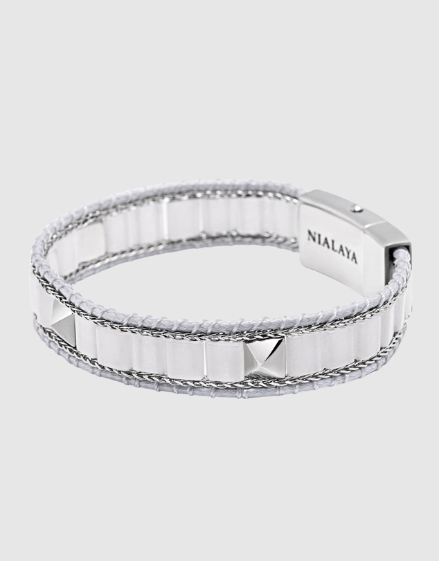 Nialaya Jewellery - White Jade Stud Bracelet