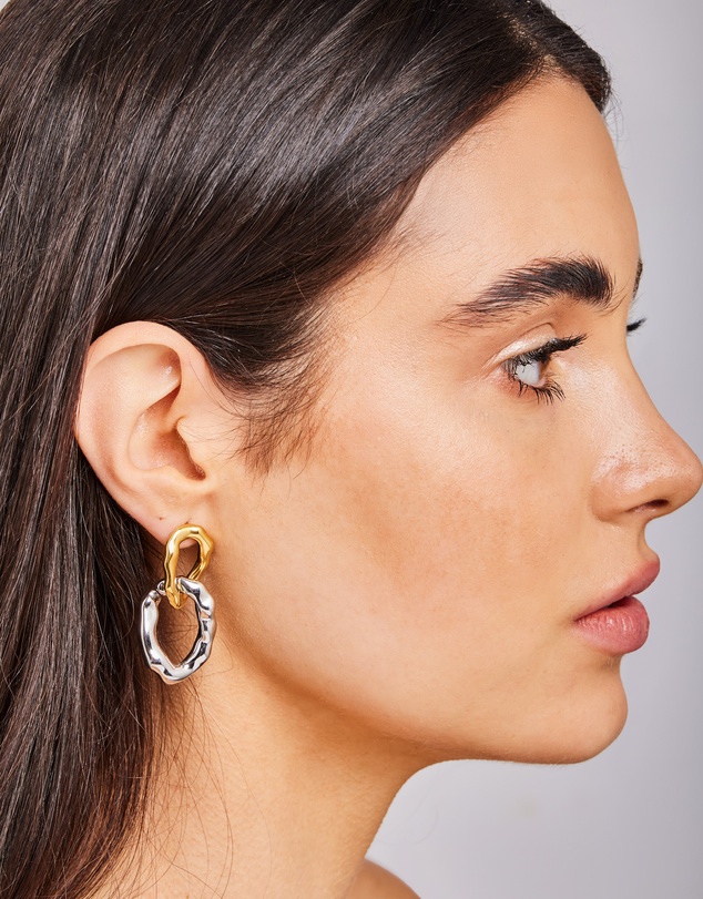 Zoe Olivia - Waterproof Textured Oval Drop Stud Earrings