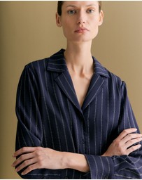 Trenery - Rope Stripe Long Sleeve Shirt in Navy