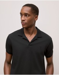 Trenery - Pique Monogram Short Sleeve Polo in Black