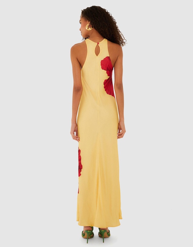 Farm Rio - Poppy Flowers Light Yellow Sleeveless Maxi Dress