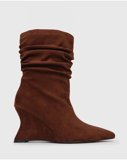 Betts - Strike Ruched Wedge Calf Boots