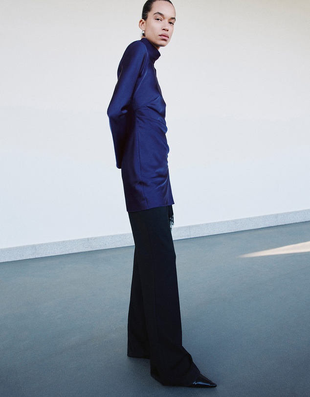 M.N.G - Satin High-Neck Dress