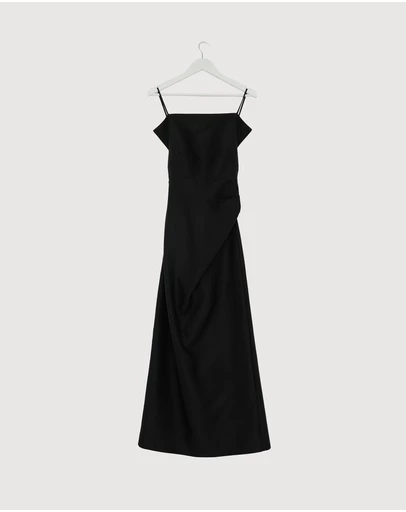 Revibe - Repaired Shona Joy Otis Draped High Neck Midi Dress - AU 12