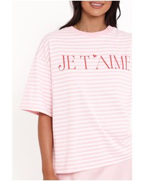 Petal & Pup - Marly Je T'Aime Tee - Pink Stripe