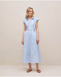 Trenery - Sateen Regency Stripe Shirt Dress in Pastel Blue