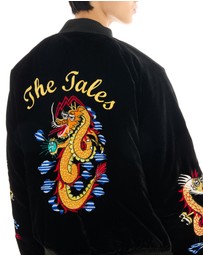 THE TALES - Tokyo Dragon Embroidered Velvet Bomber Jacket