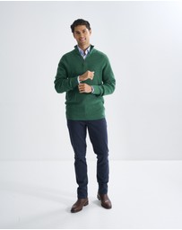 3 Wise Men - 3 Wise Men Frost Zip Neck Wool Blend Knit - Green