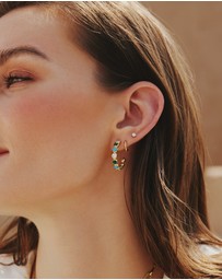 Ania Haie - Ania Haie Gold Malachite and Turquoise Large Hoops