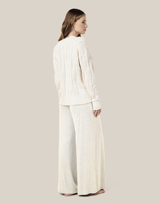 Papinelle - Cotton Cashmere Cable V-Neck Jumper