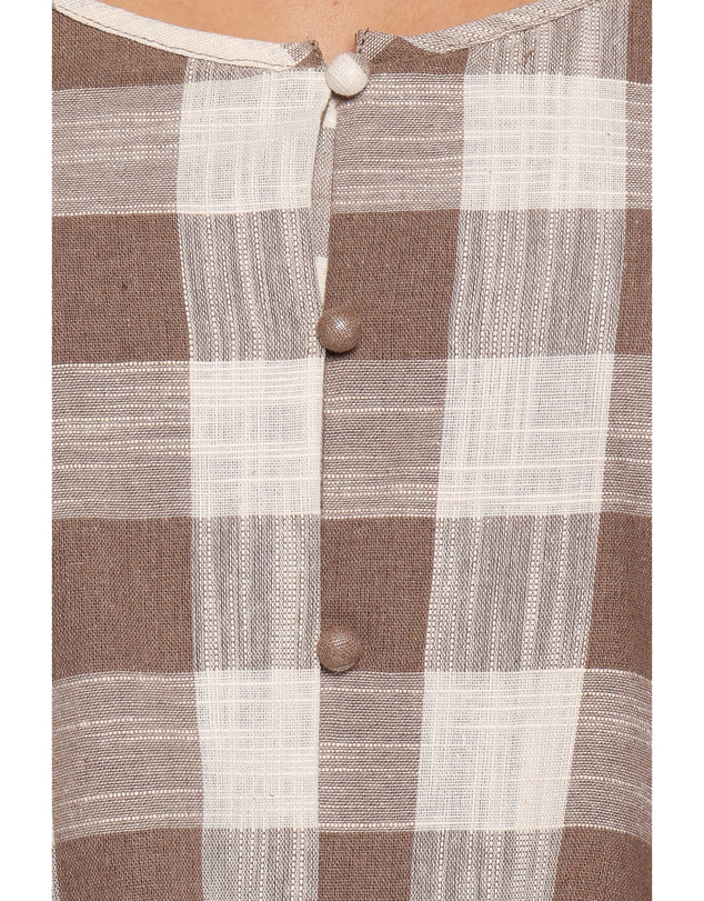 Petal & Pup - Shiloh Long Sleeve Mini Dress - Brown Gingham