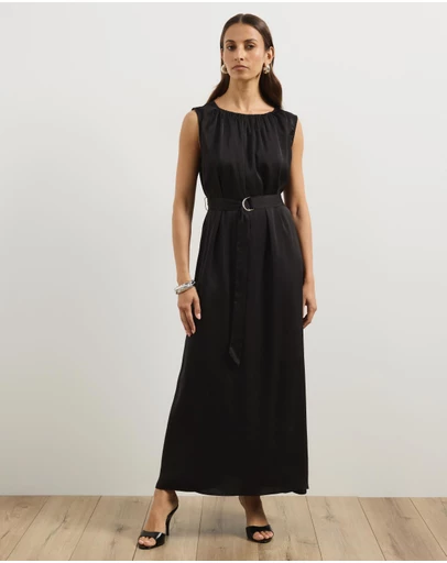 Atmos&Here - Juni Satin Sleeveless Midi Dress