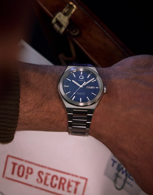TIMEX - Q Timex® Continental Day and Date 39mm Stainless Steel Bracelet Watch