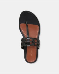 Vionic - Alvana Toe Post Sandal - Black Leather