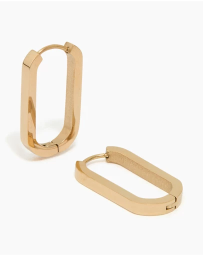 Lovisa - Waterproof Gold Plated Stainless Steel Oblong Hoop Earrings
