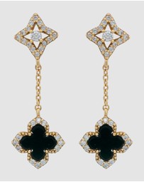Georgini - GEORGINI MIDNIGHT VELVET BLACK AGATE FAIRWATER DROP EARRINGS GOLD