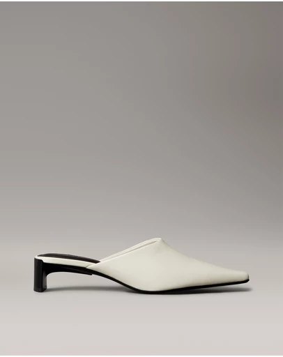 Calvin Klein - Leather Kitten Heel Mules