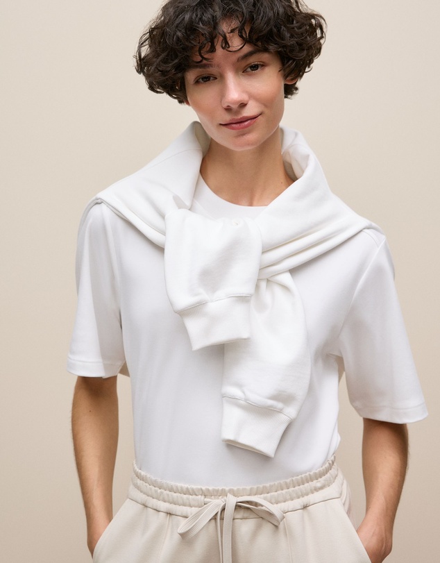 Trenery - Ponte Pintucked Wide Leg Pant in Stone