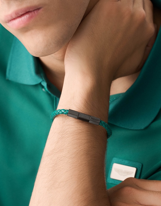 Aston Martin - TKS Gun and Podium Green Braided Leather Bracelet