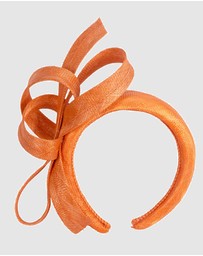 Max Alexander - Orange Sinamay Bow Racing Fascinator Headband