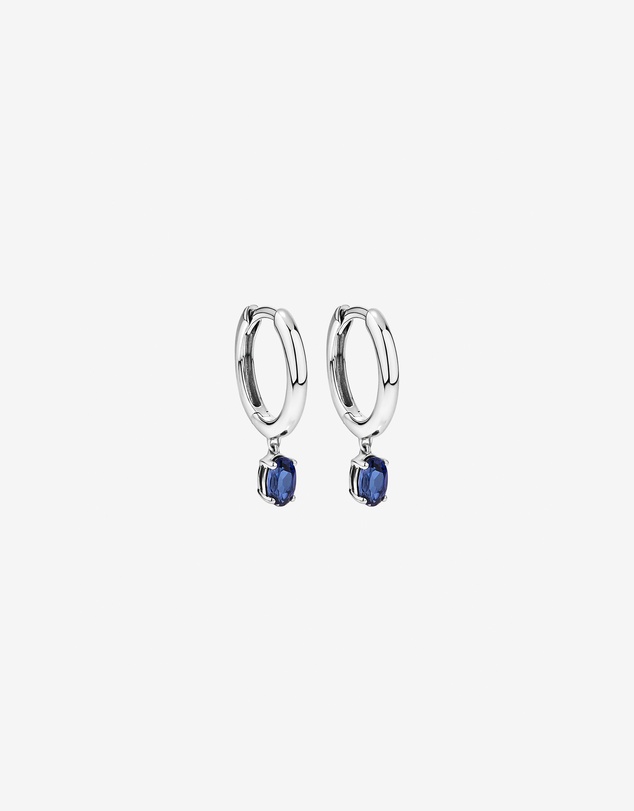 Michael Hill - Created Sapphire Drop Huggie Hoop Earrings in Sterling Silver