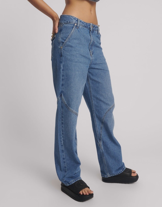 ONE TEASPOON - Western Wonders Mid Waist Straight Leg Denim Jeans - Blue Estate