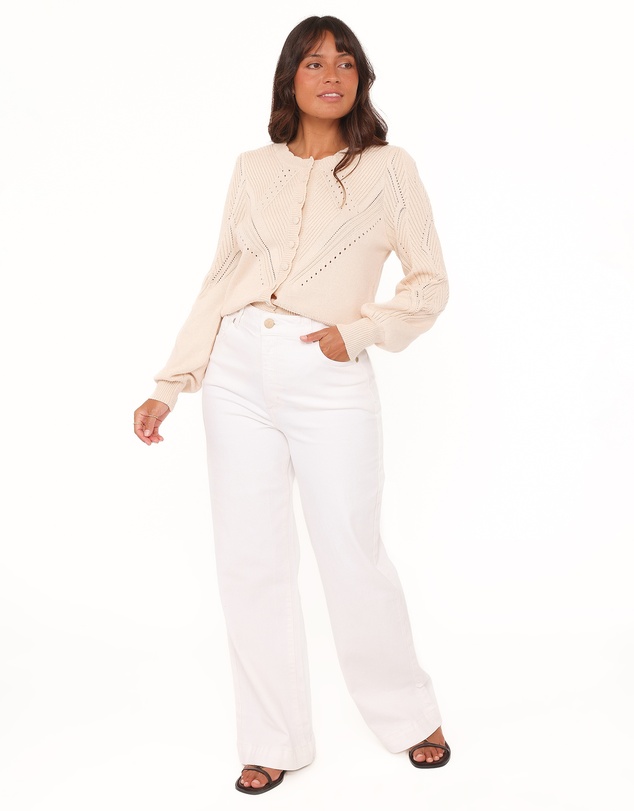 Petal & Pup - Annika Puff Sleeve Cardigan - Cream