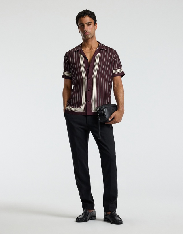 Calibre - Stripe Scarf Print Short Sleeve Shirt Oxblood