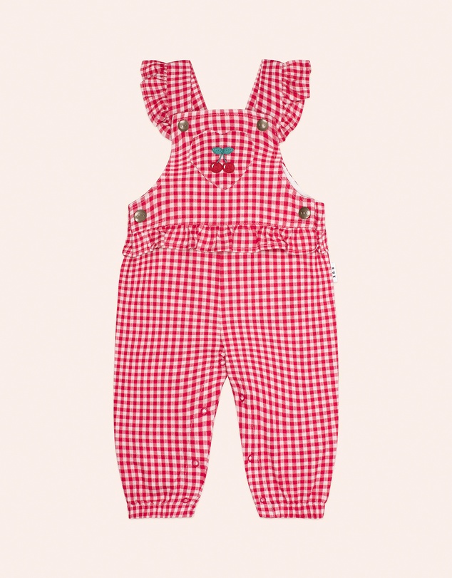 Huxbaby - Cherry Check Frill Overalls - ICONIC EXCLUSIVE