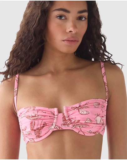 Kate Spade - Beachside Ruched Underwired Balconette Bra Bikini Top
