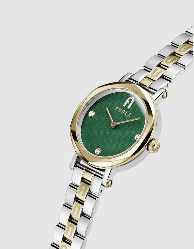 Furla - Heritage Petite 30mm Green Dial Two Tone Bracelet