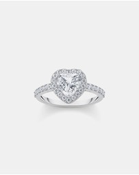 THOMAS SABO - Halo ring with white, heart-shaped zirconia