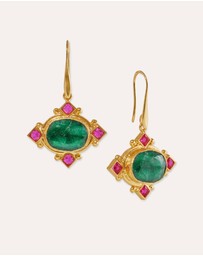 Ottoman Hands - Raina Emerald and Pink Crystal Drop Earrings