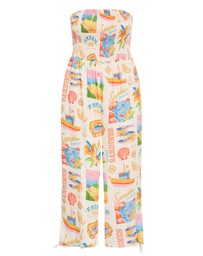 City Chic - Smocked Print Jumpsuit